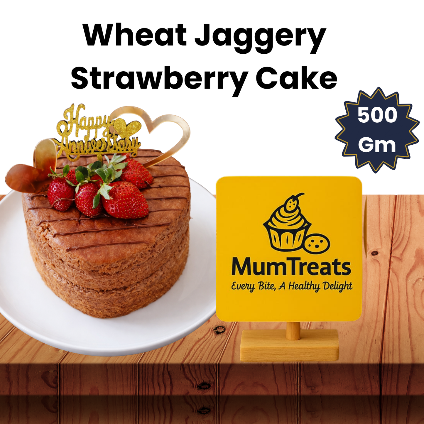 Strawberry Wheat Jaggery Cake - 500 GM